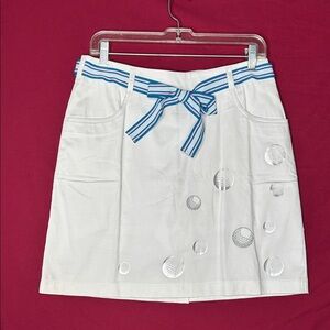 New Size M White Skort with Blue Ribbon Belt